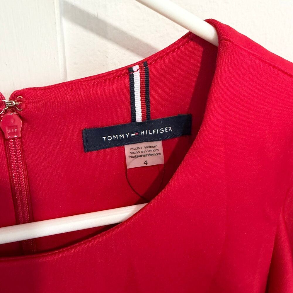 Tommy Hilfiger Scuba Flutter Sleeve Sheath Dress Scarlet - Picture 5 of 8